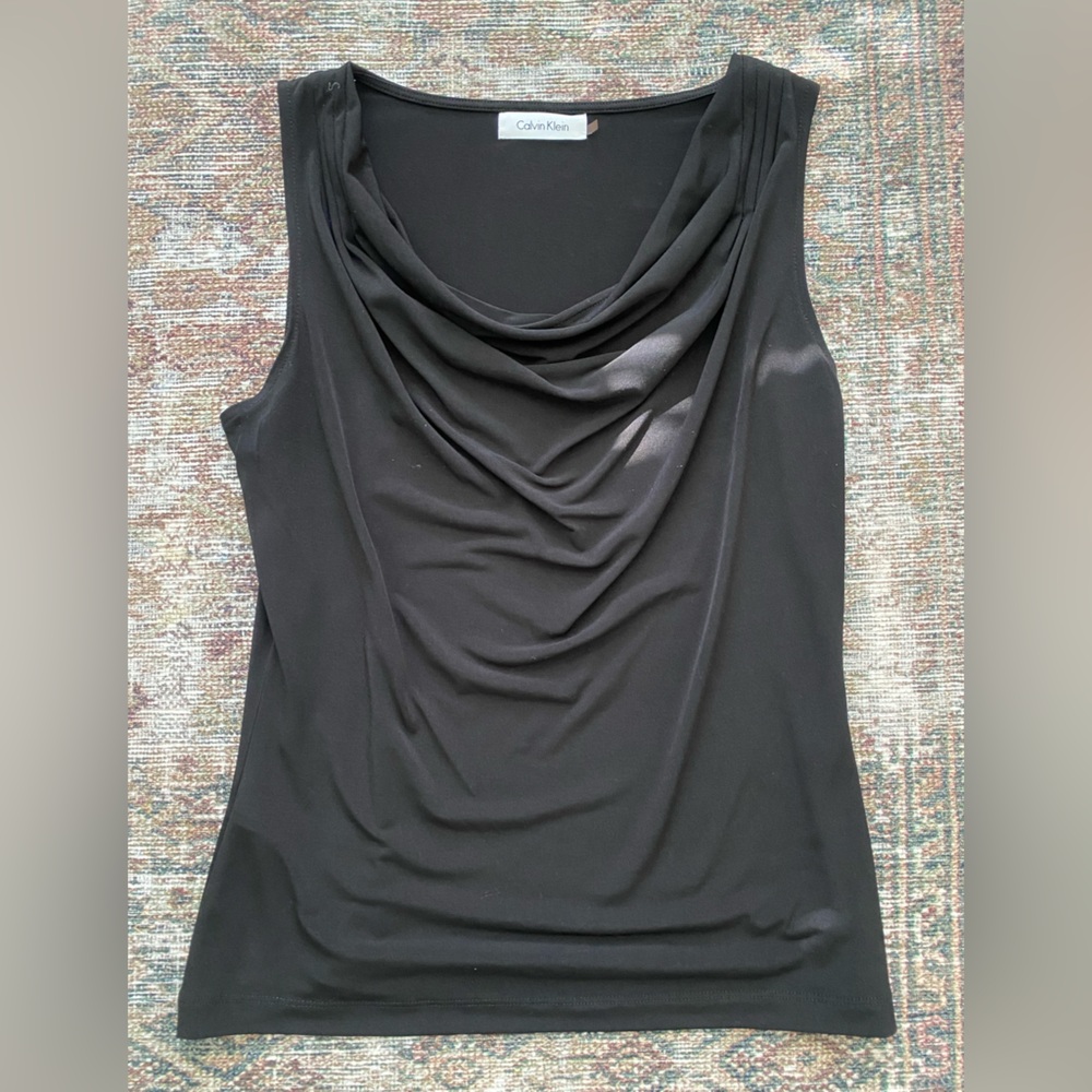 Calvin Klein Black Draped Tank Top